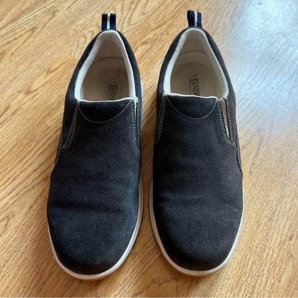 Lands' End  All Weather Black Cream and Tan Suede Slip on Moc Sneakers - Picture 3 of 9